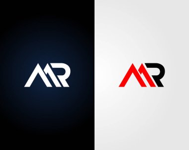 MR Harf İlk Logo Tasarımı Simge Vektör Şablonu