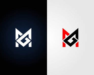 Alfabe MG veya GM Harf İlk Logo Tasarım Vektörü Şablonu.