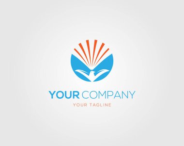 Phoenix Bird Sun Logo Simgesi Modern Vektör Şablonu Tasarımı