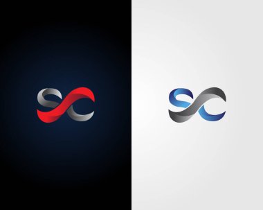 İlk harf SC soyut logo tasarımı konsept vektör şablonu