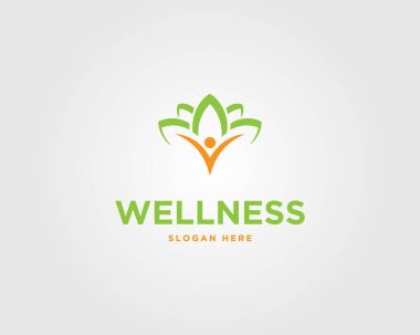 Eşsiz doğal insan ve yaprak konsept logo tasarım şablonu ile özgünlük doğal soyut