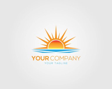 Güneş logosu ve ikon vektör tasarım ilham vektörü şablonu
