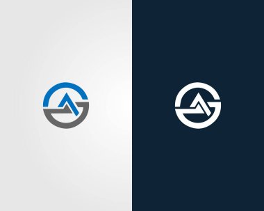 Harf AG veya GA ilk logo tasarımı minimal zarif vektör şablonu