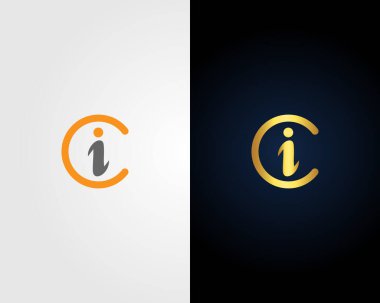 Harf IC veya CI yaratıcı monogram tasarım konsept vektörü şablonu.