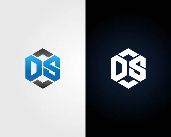 Soyut DS Mektubu İlk Logo Tasarım Şablonu Vektör İllüstrasyonu
