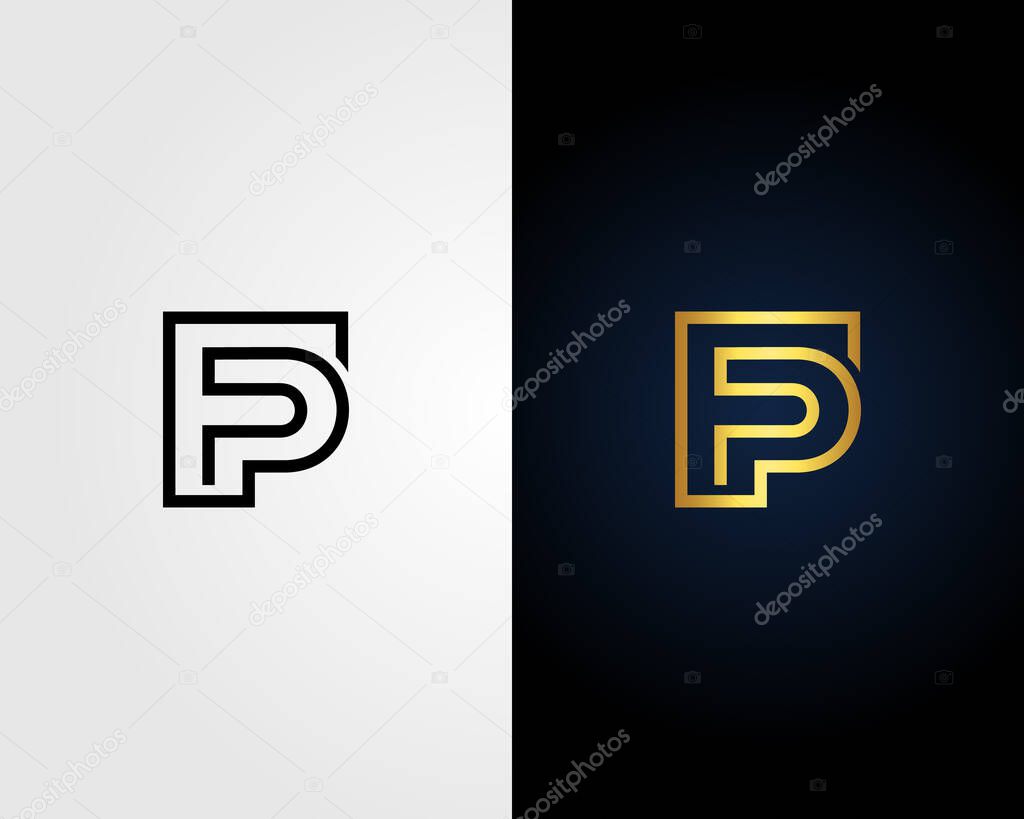 Letter FP or FP line logo design concept minimalist vector template.