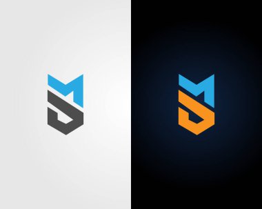 SM veya MS İlk Harf Simgesi Simgesi Tasarım Şablonu