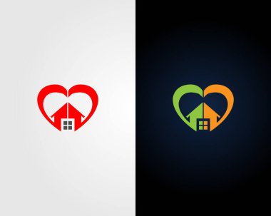 Heart Home Logo Tasarımı İlham Verici Şablonu.