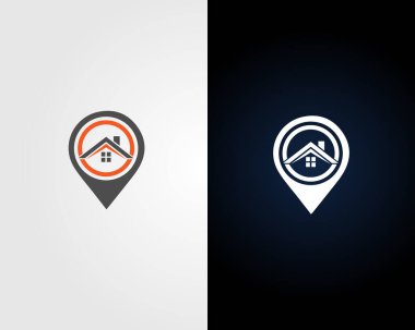 Gayrimenkul Konumu Simgesi Harita Pin Logo Tasarım Vektör Şablonu.