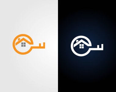 Emlak Evi ve Anahtar Konsepti Logosu Modern Vektör Şablonu.
