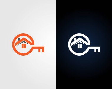 Emlak Evi ve Anahtar Konsepti Logosu Modern Vektör Şablonu.