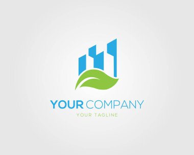 Çevre dostu Emlak Şirketi Logosu Tasarım Vektör Şablonu.