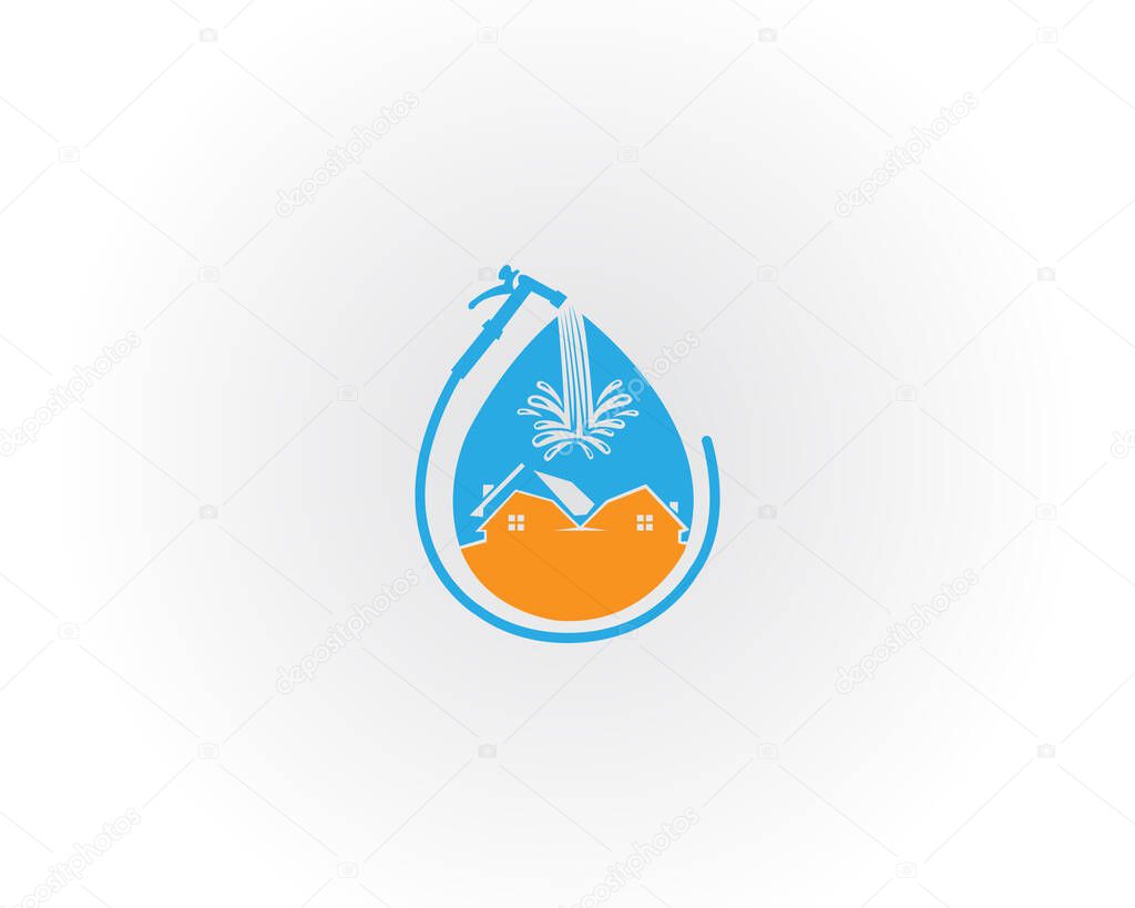Pressure Washing Services - Exterior Home Cleaning Logo Design Inspiration Vector Template.