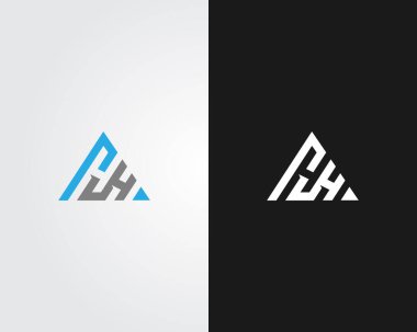 Alfabe HH Üçgen Harf İlk Logo Tasarım Vektörü Şablonu.