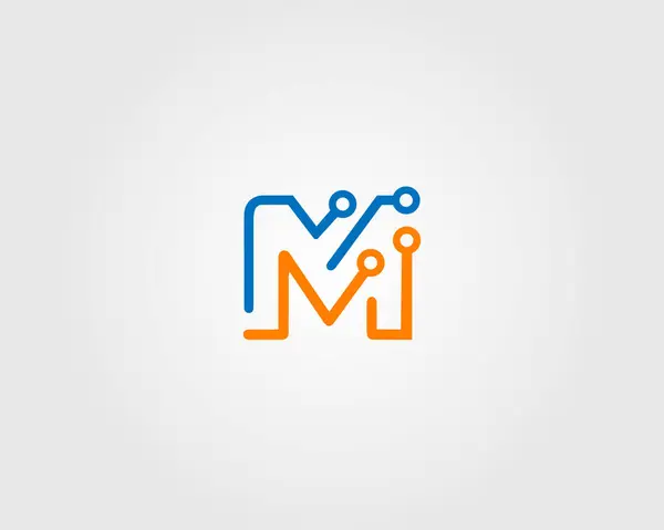 Teknoloji M harfi logo tasarımı kavramı modern vektör şablonu.