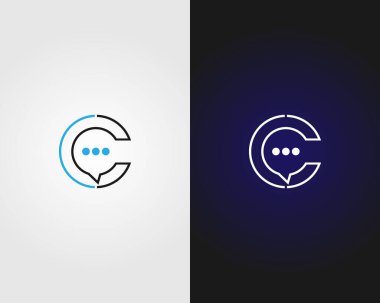 İlk harf C konuşma sohbet logo tasarımı grafik konsepti Soyut vektör şablonu.