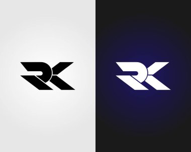 Alfabe RK Harf Logosu Tasarım Şablonu Vektörü.