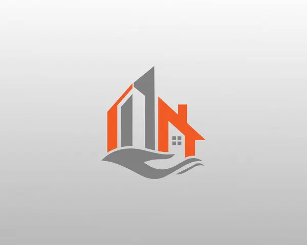 Emlak El Koruma Evi ve Binaları Logo Tasarımı Minimalist Modern Vektör Şablonu.