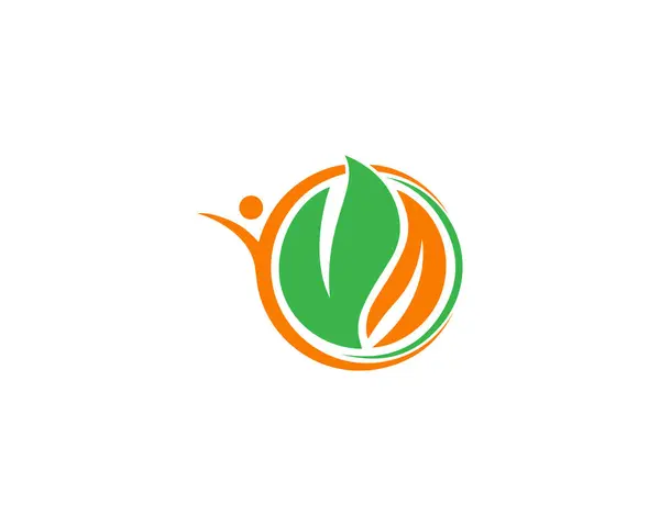 İnsan ve Leaves Logo Tasarım Vektör Şablonu ile Sağlıklı Yaşam.