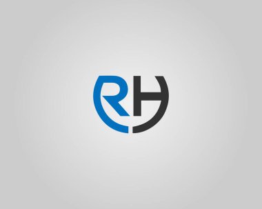 Basit Harf RH Soyut Logo Tasarım Vektörü Şablonu.