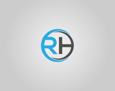 Basit Harf RH Soyut Logo Tasarım Vektörü Şablonu.
