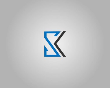 SK Harf İmi Soyut İlk Logo Tasarım Vektörü Şablonu.