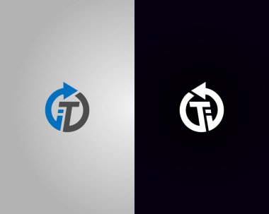Çember Ok Sembol Tasarım Vektörü Şablonlu TI veya TI Harf Logosu.