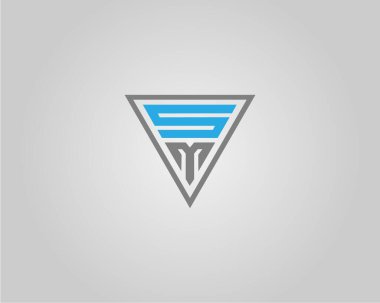 Üçgen SM Harfi İlk Logo Tasarımı Simge Vektör Şablonu.