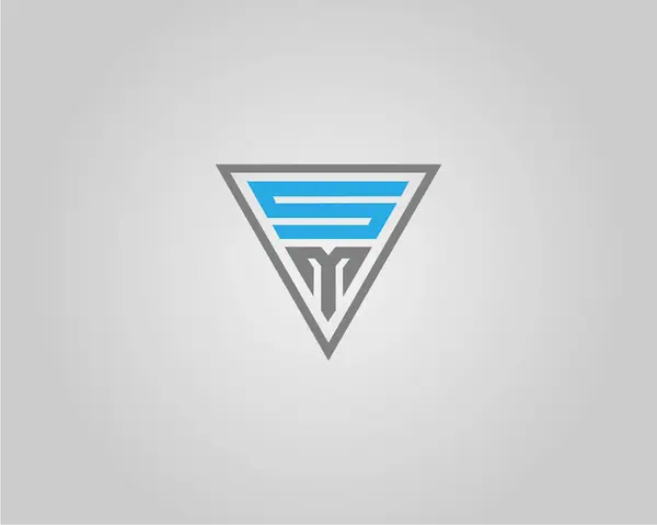 Üçgen SM Harfi İlk Logo Tasarımı Simge Vektör Şablonu.