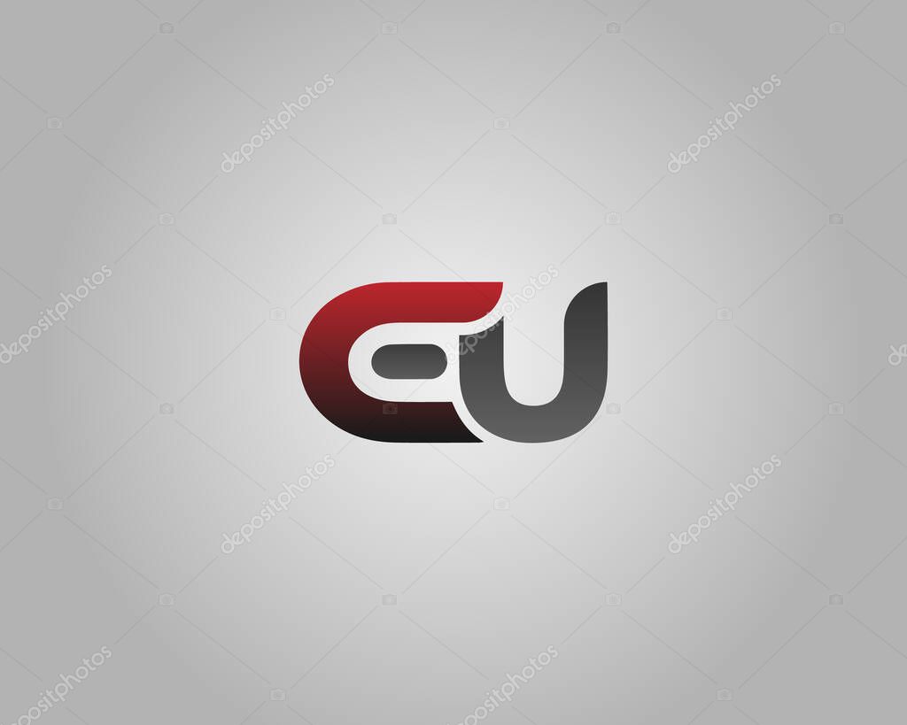 Abstract Letter EU Logo Design Icon Minimal Vector Template.