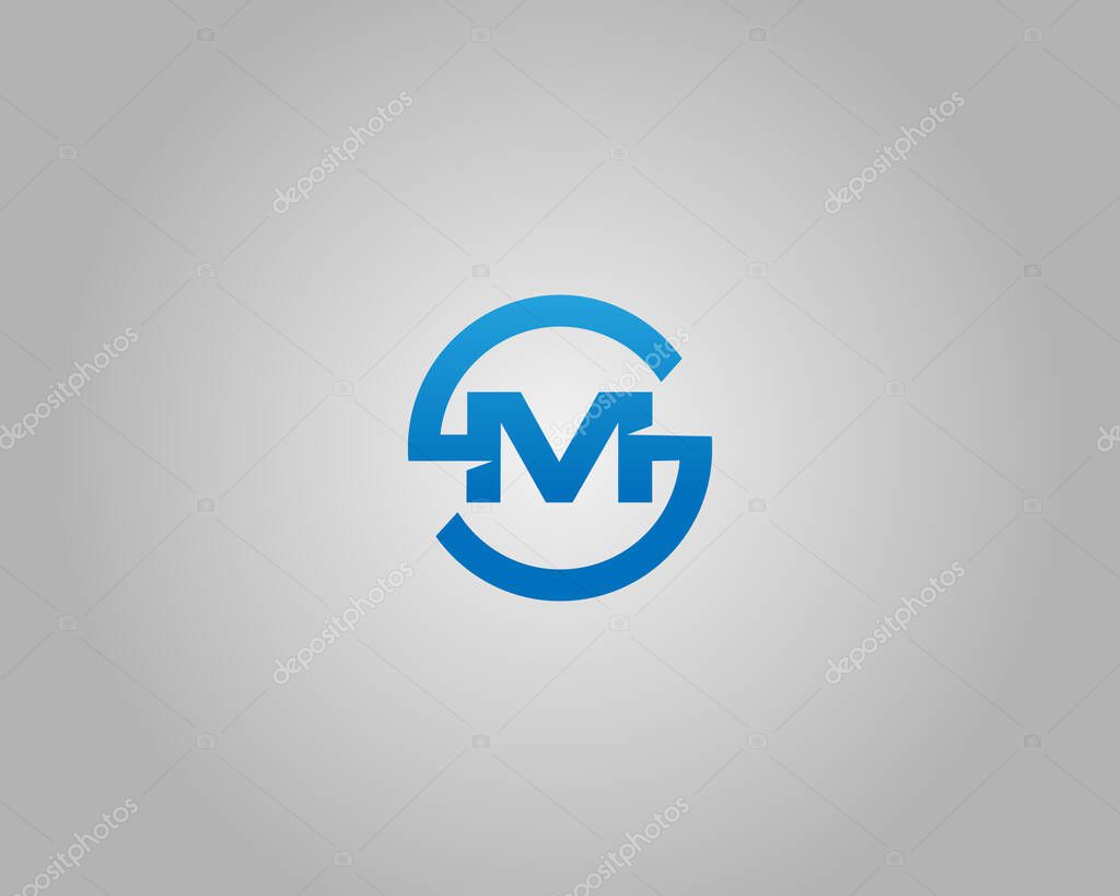 MS or SM Lettermark in Blue Circle Logo Design