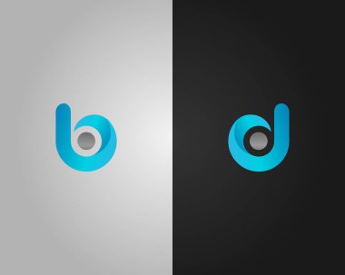 b veya d Soyut Harf İlk Logo Tasarım Şablonu Vektörü.