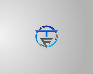 TF veya FT Üçgen Harf Logosu Tasarımı Modern Vektör Şablonu.
