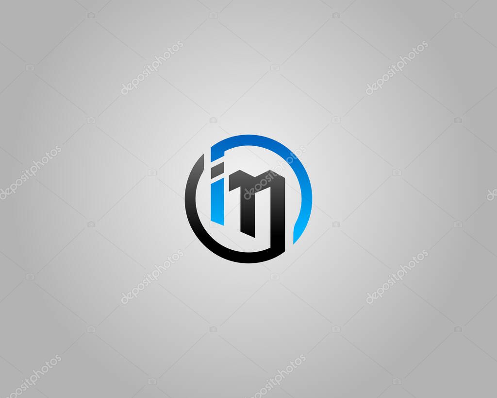 Abstract Letter Mi or iM Logo Design Minimalist Vector Template.
