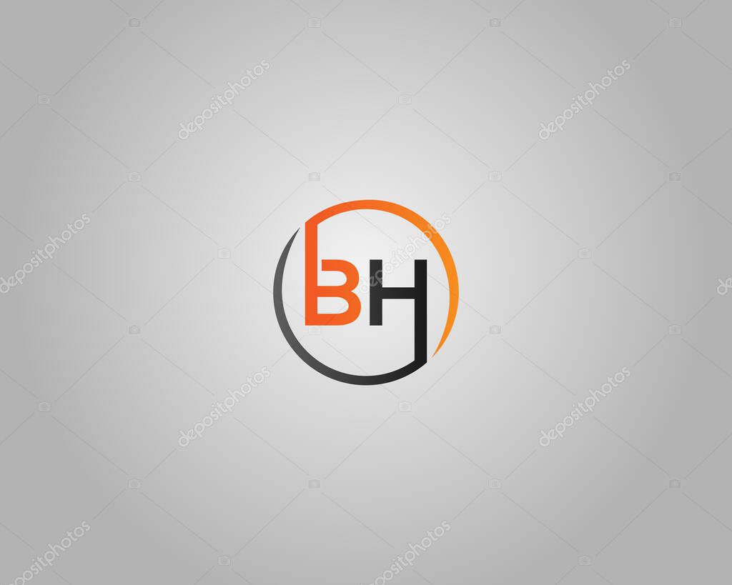 BH Abstract Letter Initial Logo Design Template Vector.