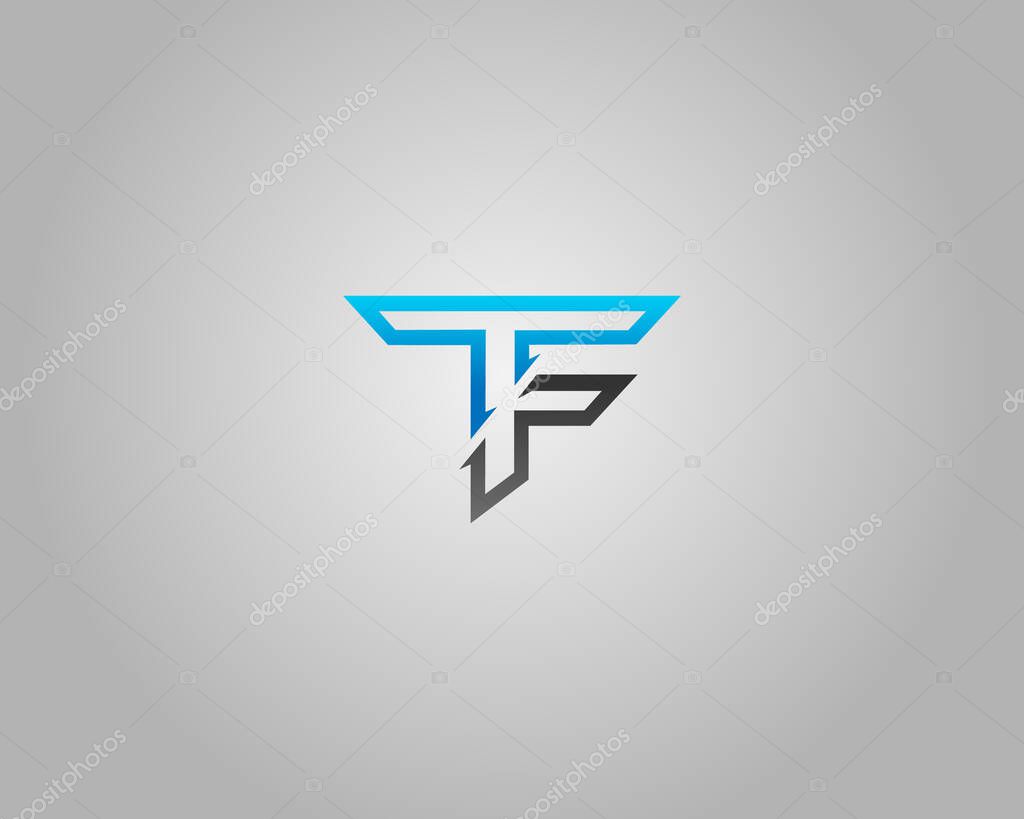 Letter TF or FT line art logo design concept minimalist vector template.