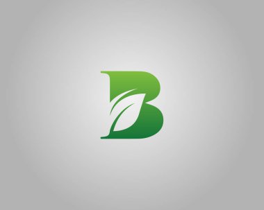 Yaprak Elementleri Logosu Tasarımı Minimalist Modern Vektör Şablonu ile Çevre dostu harf B.