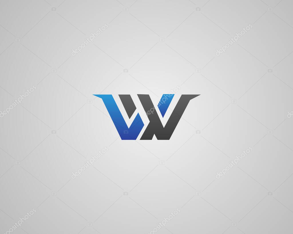 Modern Geometric LW or WL Letter Logo Design Concept Vector Template.