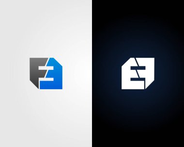 FE Harfi veya EF Soyut Logo Tasarımı Minimalist Modern Vektör Şablonu.