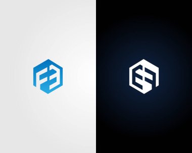 FE Harfi veya EF Soyut Logo Tasarımı Minimalist Modern Vektör Şablonu.