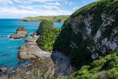Sahne Kıyı Kayalıkları ve Okyanus Görünümü