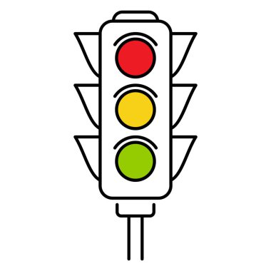 Trafik Işığı simgesi. Stop lambası, semafor vektör çizimi.