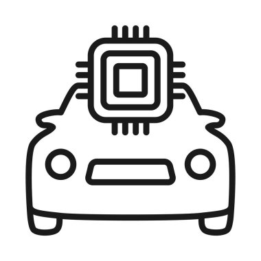 Akıllı araba, akıllı araç simgesi. Otomobil denetimi, Vektör illüstrasyonu.