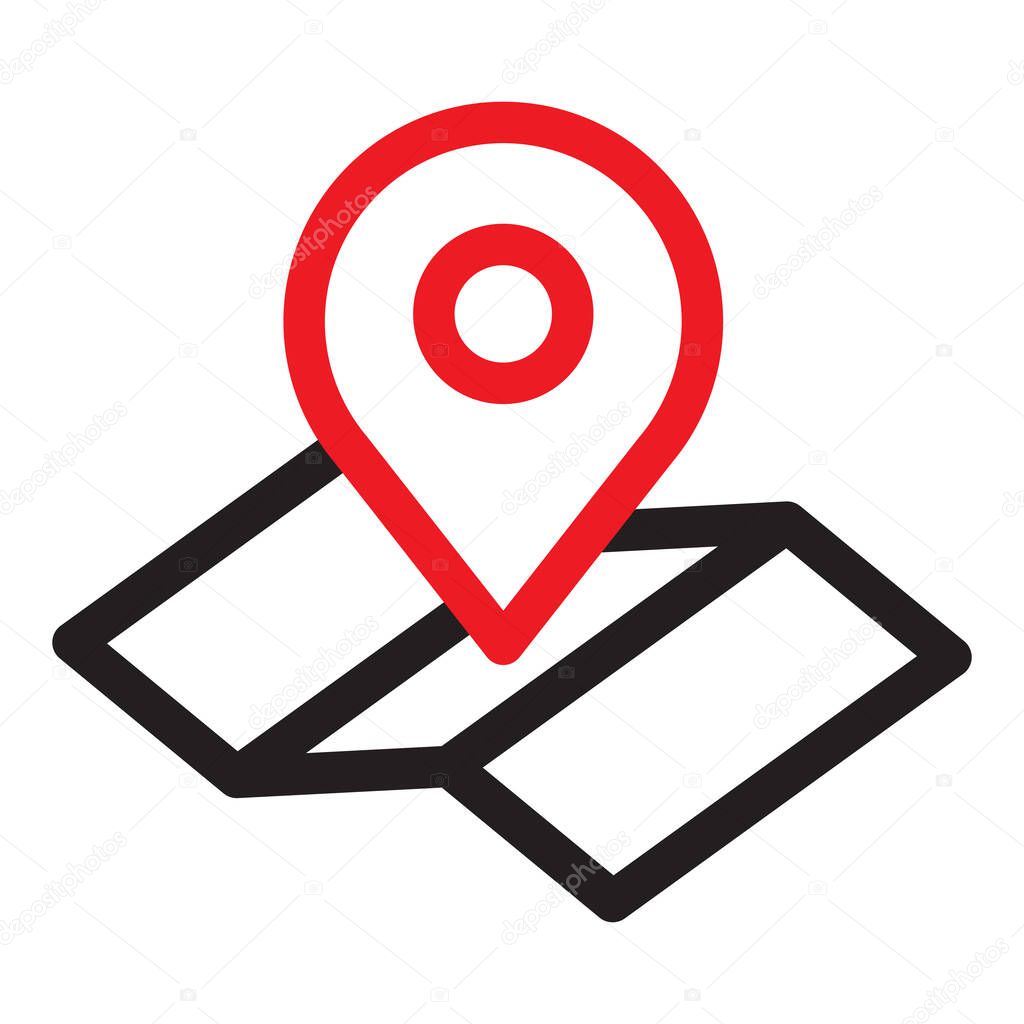 Map with pin, geo locate, pointer icon. maps and navigation vector illustration.