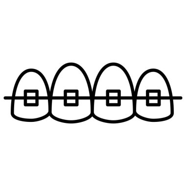 Diş teli taslak simgesi. Diş telleri ince çizgi sanat vektörü illüstrasyonu.