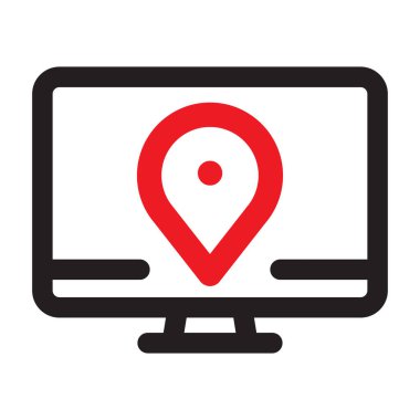 Konum Haritası Özet Simgesini İzle. Çevrimiçi Harita vektör çizimi.