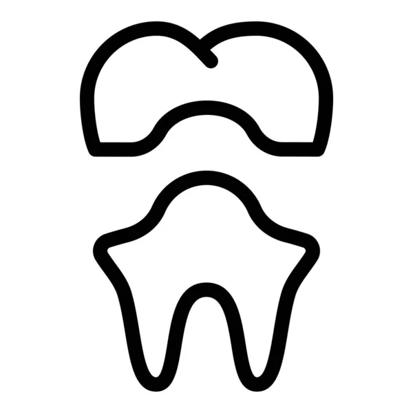 Піктограма Контуру Реставрації Зубної Корони Корона Зуба Векторні Ілюстрації — стоковий вектор