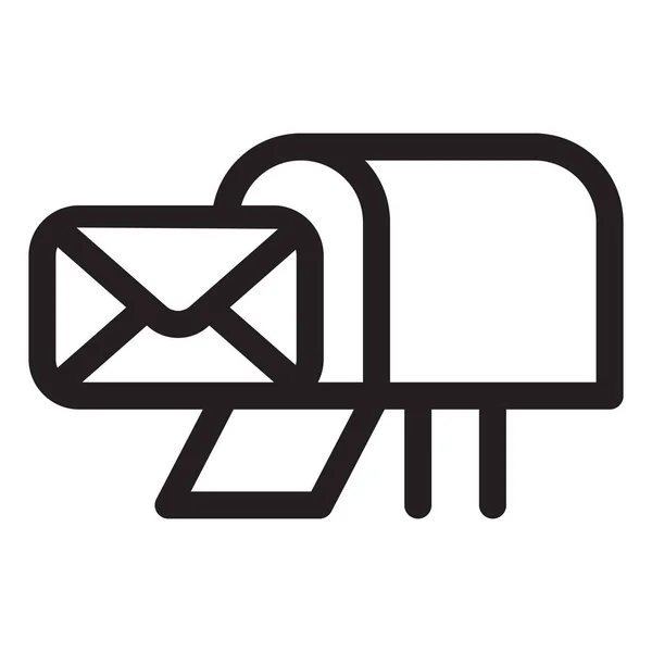 Postbus Lijn Pictogram Postkantoor Mailbox Outline Vector Illustratie — Stockvector