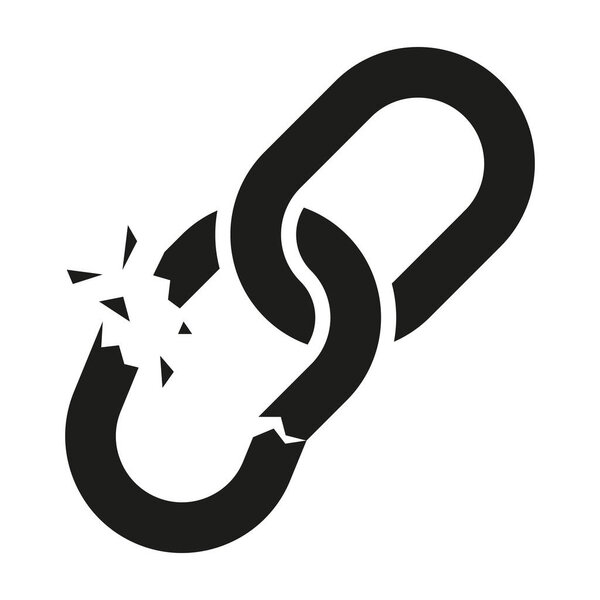 Сломанная цепь или значок слабости. Разбитая векторная иллюстрация