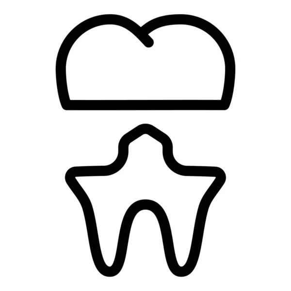 Ícone Esboço Restauração Coroa Dental Dente Coroa Vector Ilustração — Vetor de Stock